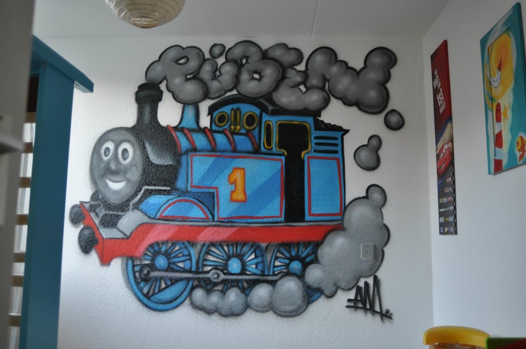 Muurschilderingen kinderkamer thomas de trein